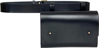 Haute Cuir Black Leather Envelope Belt Bag