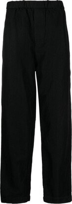 Elasticated-Waistband Straight-Leg Trousers-AF