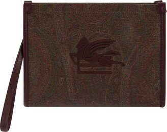 Paisley Printed Zipped Clutch Bag-AB