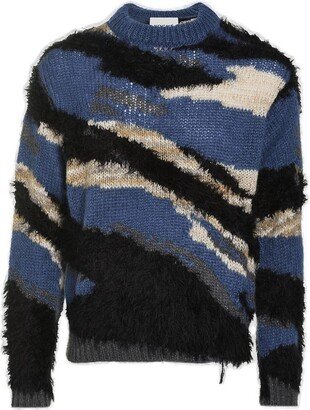 Intarsia-Knit Crewneck Long-Sleeved Jumper