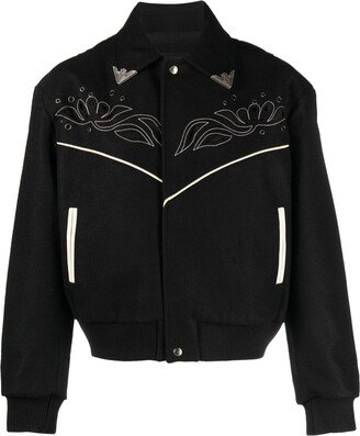 Western-style leather shirt jacket