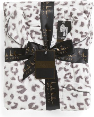 TJMAXX Packaged Cozy Velour Animal Embossed Pajama Set For Women