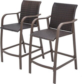 Crestlive Products Outdoor Counter Height Wicker Bar Stools - 21.7
