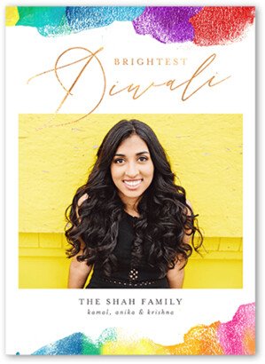 Diwali Cards: Brightly Brushed Diwali Card, White, 5X7, Matte, Signature Smooth Cardstock, Square