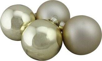 Northlight 4-Piece Shiny and Matte Champagne Gold Glass Ball Christmas Ornament Set 4 100mm