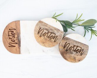 Custom Serving Board Wood Personalized Marble, Stone Vanity Tray Christmas Wedding Gift Bridal Shower Engagement