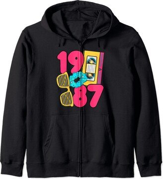 Married Since 1987 Anniversary Together 80s 80s Anniversary Married Since 1987 Couples Matching Retro Zip Hoodie