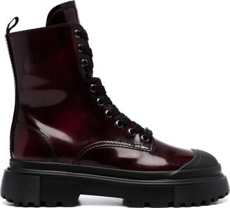 H619 leather combat boots