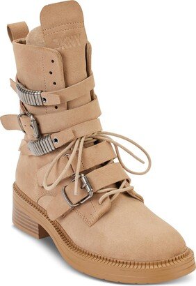 Ita Womens Suede Strappy Combat & Lace-up Boots