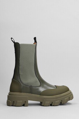 Combat Boots In Green Leather-AB