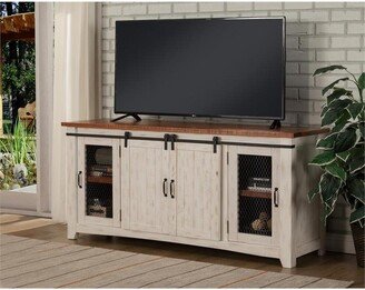 Taos 65 Solid Wood TV Stand Antique White and Honey Finish - Martin Svensson Home