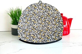 Gray Gold Tiny Leaves Vine. Custom Tea Cosy. Teapot Warmer. Heat Insulated. Padded Cozy Covers. Padded. Mothers Day Birthday Gifts