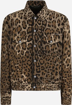 Leopard-print denim jacket
