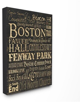 Home Decor Boston Words And Cities Typography Canvas Wall Art, 30 x 40