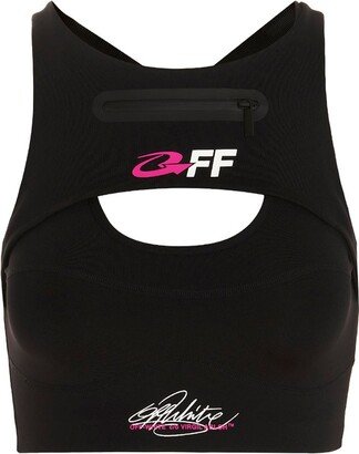 For Run Logo Printed Cut-Out Sports Bra