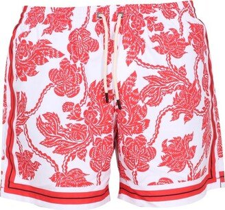 Graphic-Printed Drawstring Swim Shorts-AB