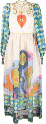 x Lou Benesch Lou printed linen midi dress