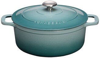 French 6.25- Quart Enameled Cast Iron Round Dutch Oven - Quartz Blue