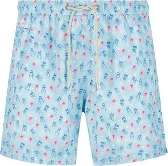 All-Over Printed Drawstring Swim Shorts-AB