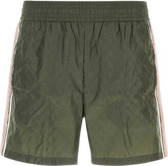 Monogrammed Elastic Waistband Swimming Shorts