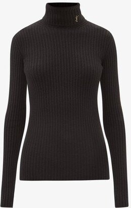 logo Ribbed Wool-blend Roll-neck Sweater