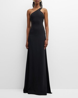 One-Shoulder Gown w/ Mesh Panels