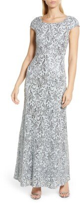 Sequin Cap Sleeve Column Gown