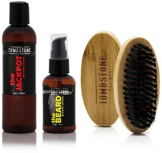 Tombstone For Men The Ultimate Keratinocyte Hair & Beard Growth Serum Kit W/ The Beard Brush - All Vegan