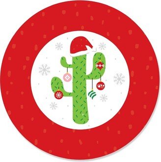 Big Dot of Happiness Merry Cactus - Christmas Cactus Party Circle Sticker Labels - 24 Count