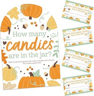 Big Dot of Happiness Little Pumpkin - How Many Candies Fall Birthday Party or Baby Shower Game - 1 Stand and 40 Cards - Candy Guessing Game