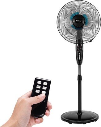 16'' Adjustable Oscillating Pedestal Fan Dual Blades w/Remote Control