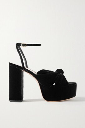Roz Knotted Velvet Platform Sandals - Black