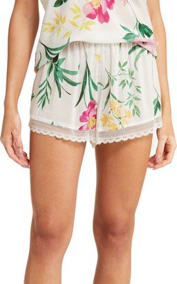 Orchid Lace Trim Floral Pajama Shorts