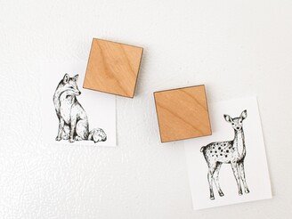 Square Wood Magnet, Fridge Unique Locker Magnets, Geometric Stocking Stuffer