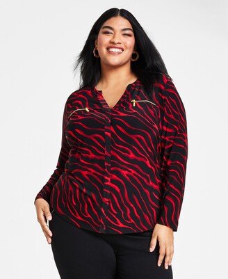 Plus Size Animal-Print Top, Created for Macy's