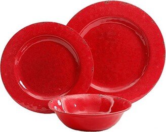 Mauna 12 Piece Dinnerware Set in Red