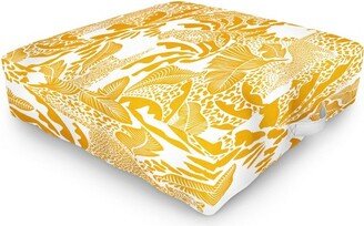 evamatise Surreal Jungle in Bright Yellow Outdoor Floor Cushion