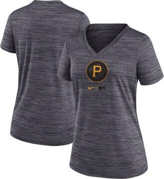 Women's Black Pittsburgh Pirates 2023 City Connect Velocity Practice Performance V-Neck T-shirt