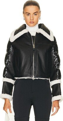 Tallie Shearling Puffer Jacket in Black