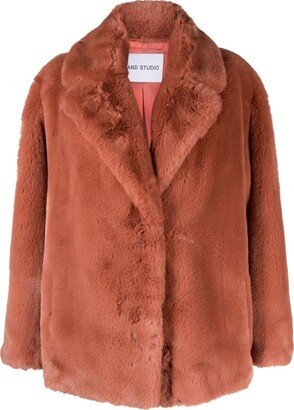 Faux-Fur Notched-Lapels Jacket-AA