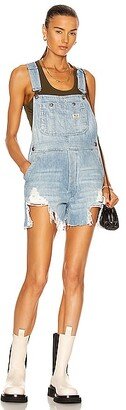 Overall Short in Denim-Light