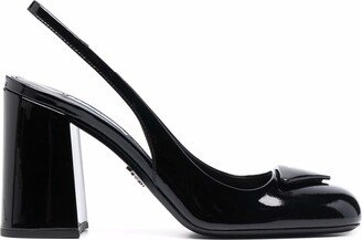 95mm Patent Leather Slingback Pumps