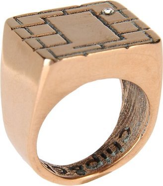 Chip&chic-polished Bronze W Swarovski Ring Gold