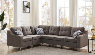 Lenend Vansen 105.9 Flexible Combination Fabric Nailhead Trim Sectional Sofa