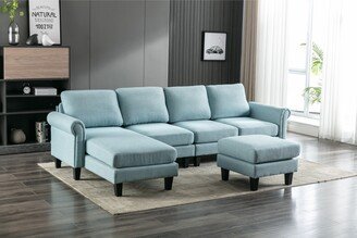 Calnod L-Shape Convertible Sectional Sofa Accent Sofa Living Room Sofa with Ottoman-AH