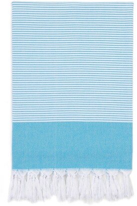 100% Turkish Aegean Cotton Elegant Thin Stripe Pestemal Beach Towel - Turquoise