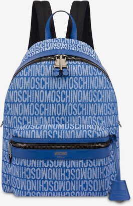 All-over Logo Jacquard Denim Backpack