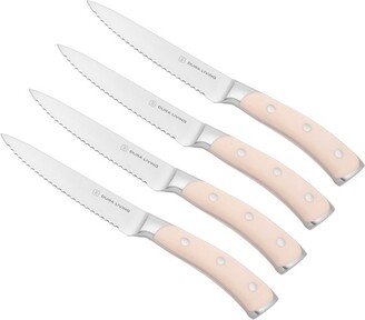 Dura Living Elite Series 4 Piece Stainless Steel Steak Knife Set, Cream
