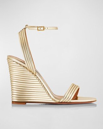 Wow Metallic Ankle-Strap Wedge Sandals