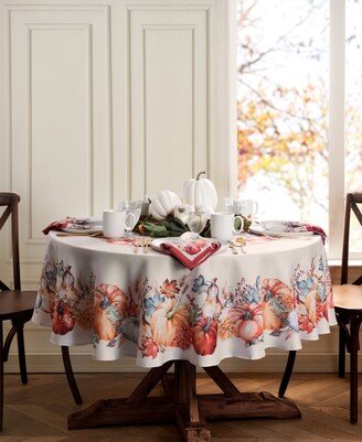 Botanical Harvest Pumpkin Engineered Tablecloth, 60